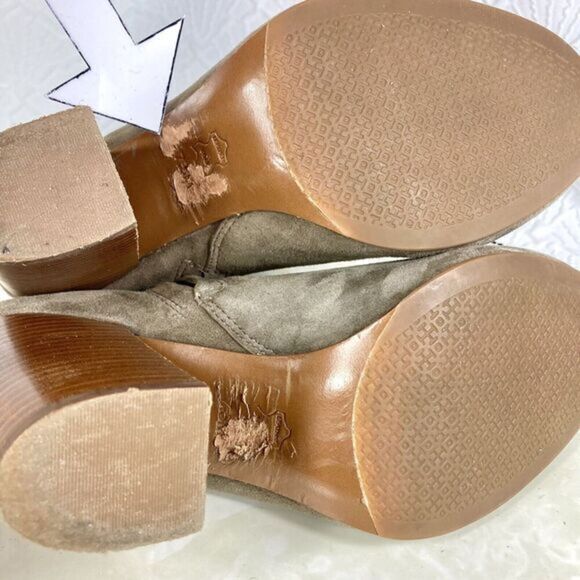 Tory Burch Block Heel Boots Women 7.5 Tan Leather Dressy Platform Comfort Bootie - Picture 14 of 16